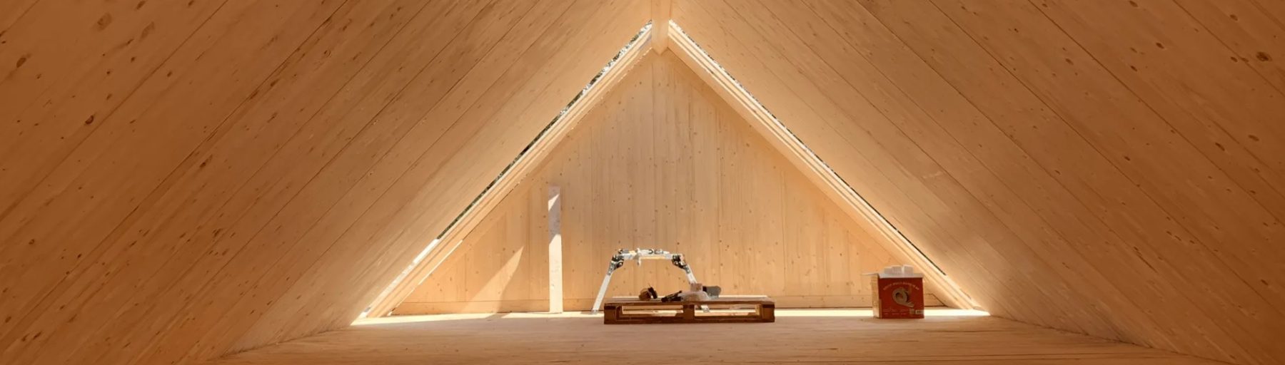 Attic room lined in solid timber