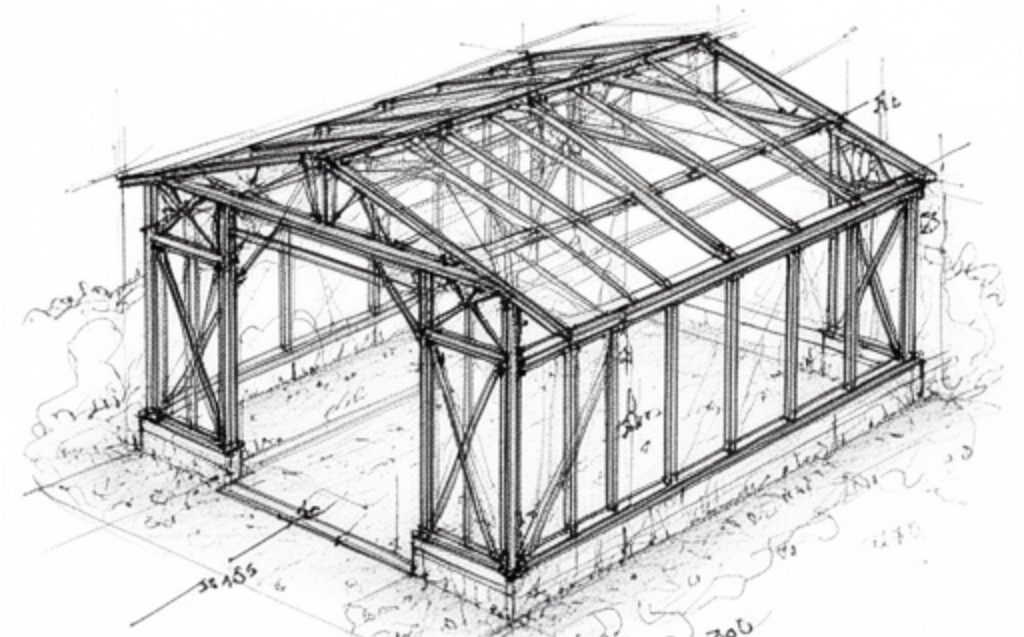 Sketch of a ready-made steel frame kit