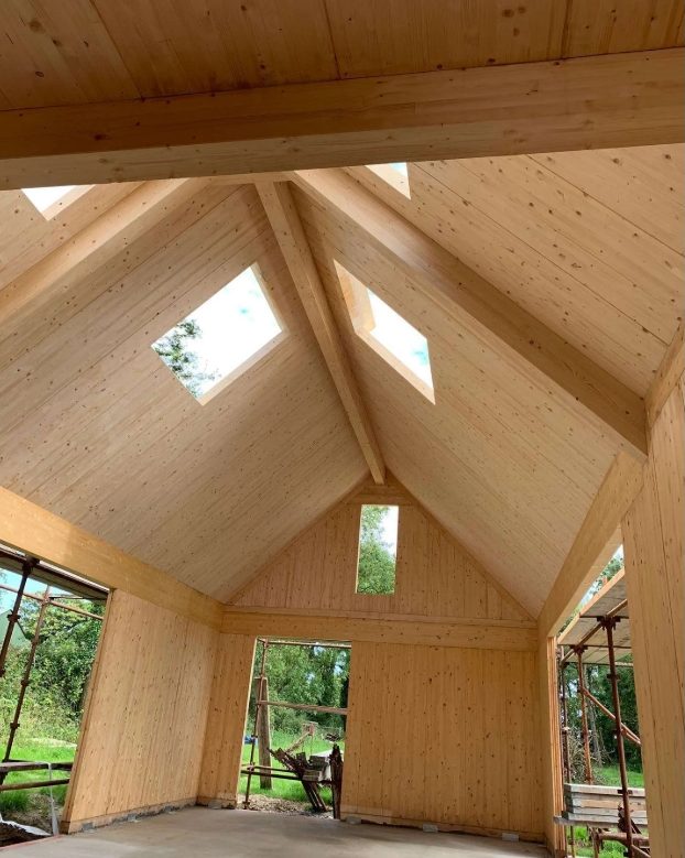 Solid timber house under construction in Co. Wicklow
